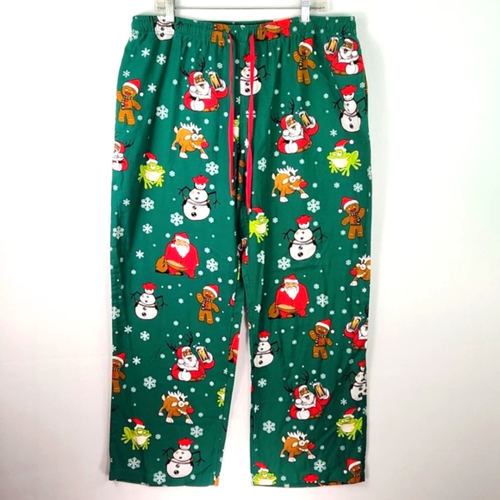 NWT Cody James Merry Go Roundup Santa Buddies Green Sleep Pants Size XL